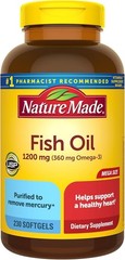 Purified Omega 3 Fish Oil 1200 mg Softgels, 230 Count – Dairy Free, Gluten Free