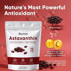 Rovina Astaxanthin, Baleno Astaxanthin 12Mg Antioxidant Supplement for Daily Wel