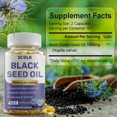 Black Seed Oil Capsules 2×120Softgels Nigella Sativa Black Cumin Seed Oil