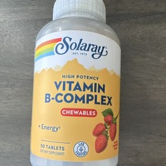 Solaray High Potency Vitamin B-Complex Chewable Tablets Energy Strawberry 50