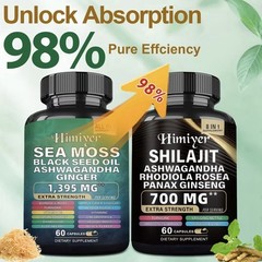 Himiyer Extra Strength Sea Moss Black Seed Oil Ashwagandha Ginger Capsules 60