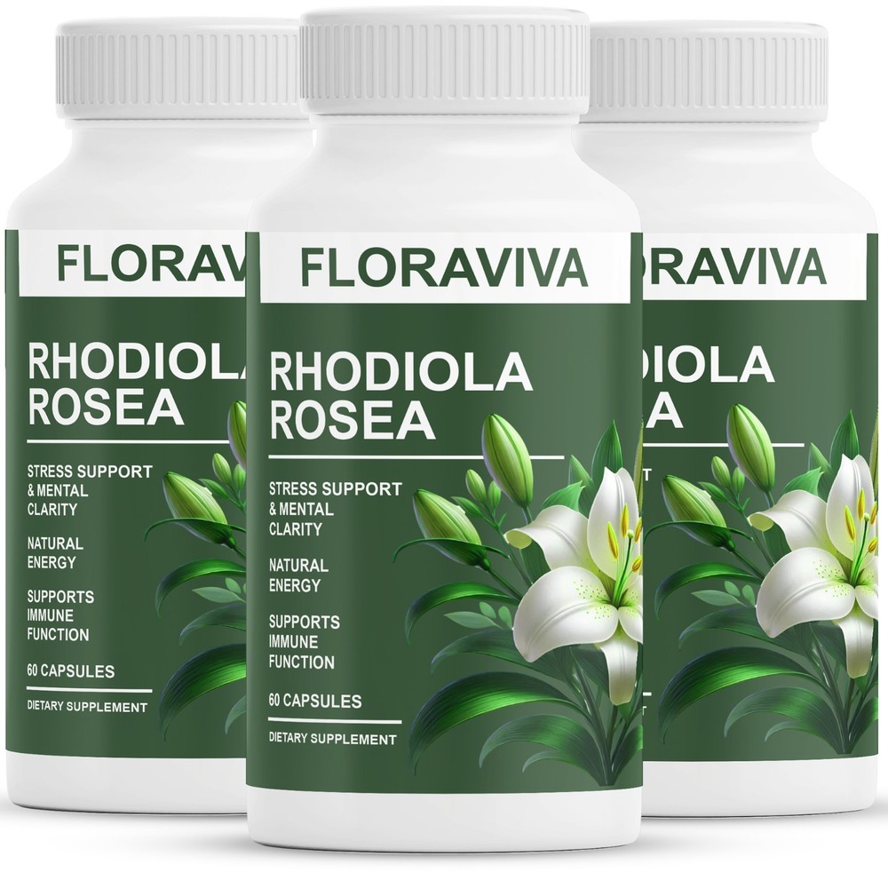 3-Pack Rhodiola Rosea Capsules – Floraviva for Energy, Focus, Mood