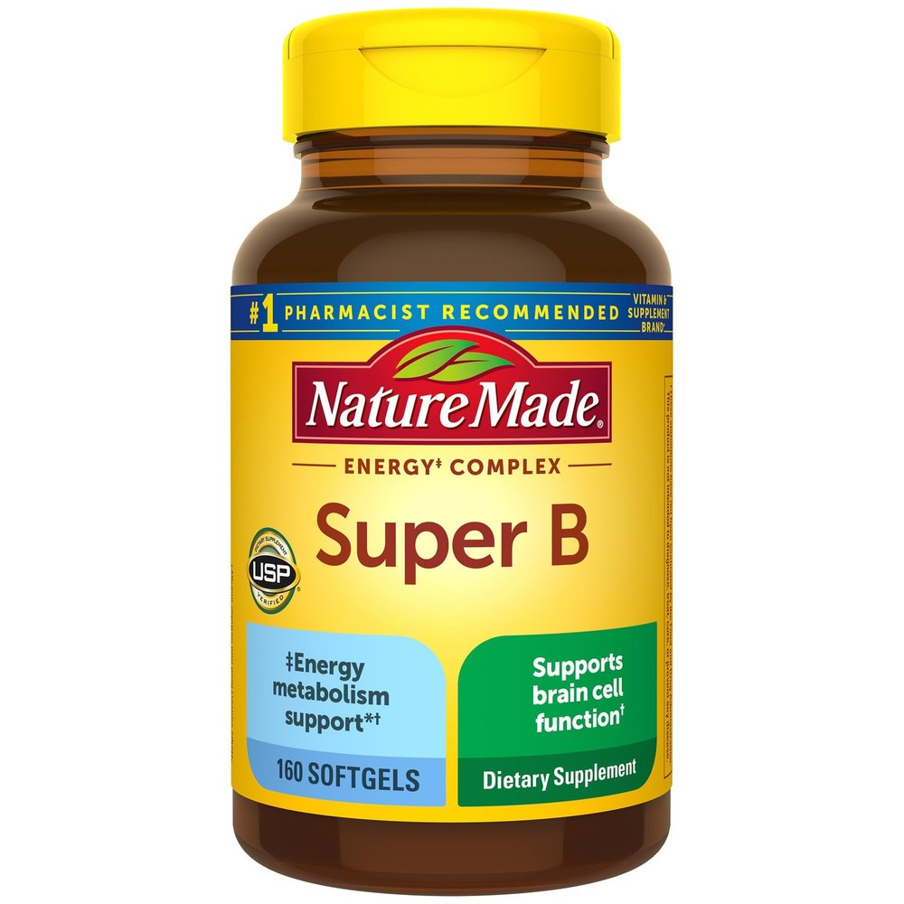 Nature Made Super B Energy Complex 160 Softgels Brain Function Support Gluten…
