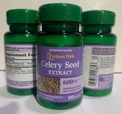 3x Puritan’s Pride Celery Seed Extract 600 mg 100 Tabs Herbal Health Supplement