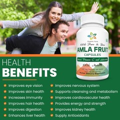 AMLA Capsules. 1000mg per Serving, 120 Veg Capsules. Raw Green Whole Superfoo…