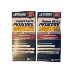 2x Super Beta Prostate Advanced Supplement Chewable Berry Flavor 60 Tablets Each
