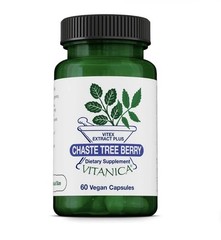 Vitanica, Chaste Tree Berry, Vitex Extract Plus, 60 Count (Pack of 1), White