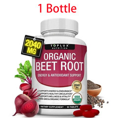 Toplux Organic Beet Root Tablet 2040mg Nitric Oxide Boosting Beetroot Supplement