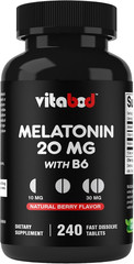 Melatonin 20 Mg – 240 Fast Dissolve Tablets – Drug Free – Natural Berry Flavor –