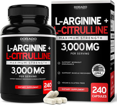 L Arginine L Citrulline Supplement 3000Mg (240 Capsules) Nitric Oxide Pills for