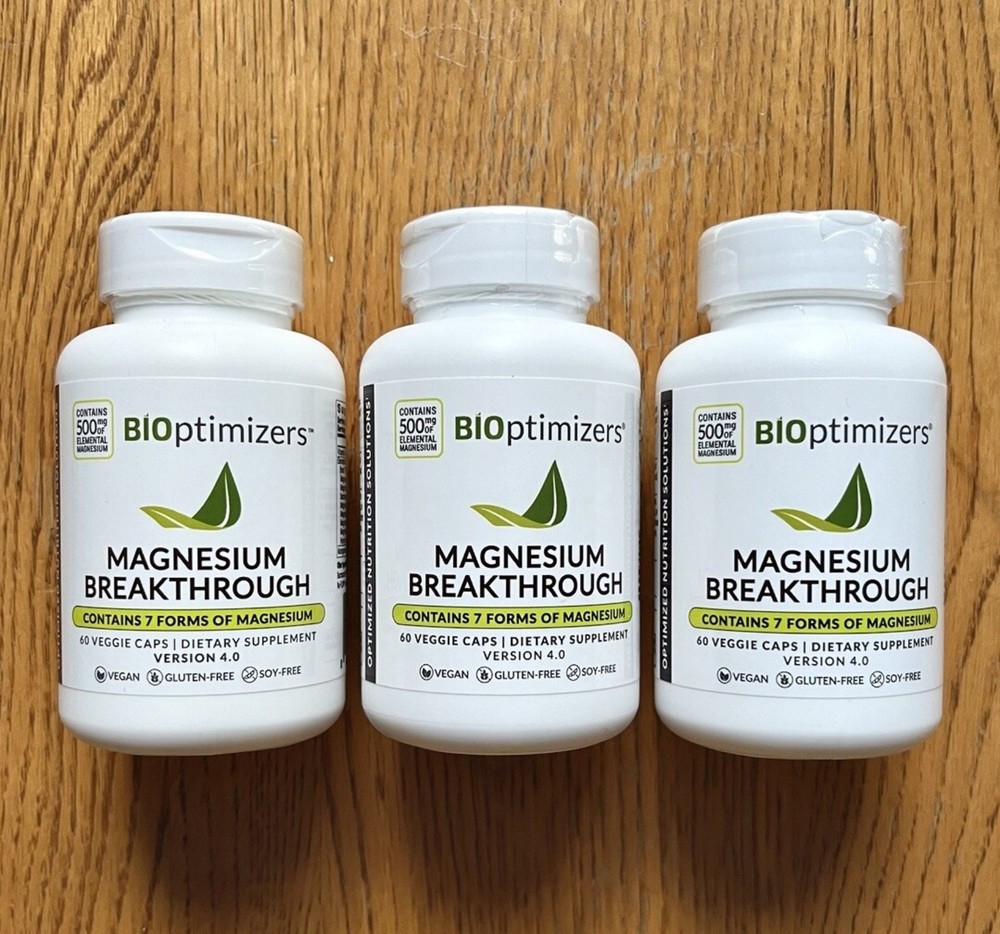 3 pack-Bioptimizers Magnesium Breakthrough all 7 essential forms, 60 capsules