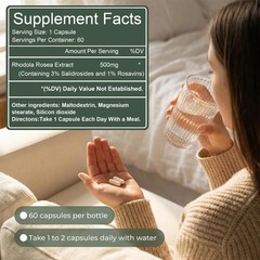 Salvora Rhodiola Rosea Supplement – Golden Root Adaptogen Capsules 60pcs