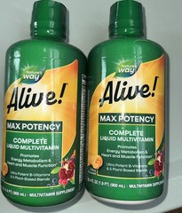 LOT OF 2 NATURES Way Alive Max Potency Liquid Multi 30.4 Fl Oz. Citrus 11/27 A5