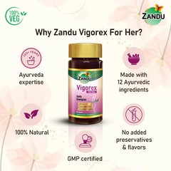 Zandu Vigorex For Her 60 Capsules Natural Daily Energizer & Vitality-FREE SHIP