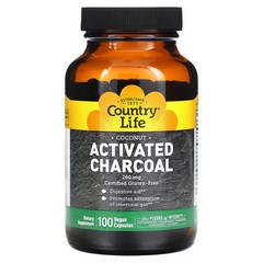 Country Life Activated Charcoal 260 mg 4 g 100 Capsules Gluten-Free, GMP