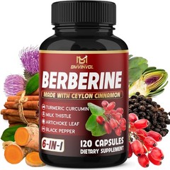 Berberine Ceylon Cinnamon Turmeric Milk Thistle Artichoke Black 120 capsules US