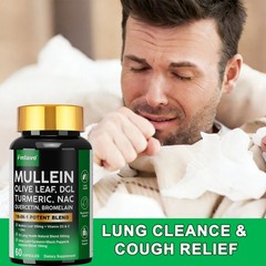 2pc Mullein Leaf Capsules Lung Cleanse & Cough Relief, Respiratory Health, Detox