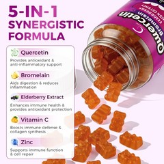 Quercetin Gummies, Quercetin with Bromelain, Vitamin C, Zinc & Elderberry, Hi…
