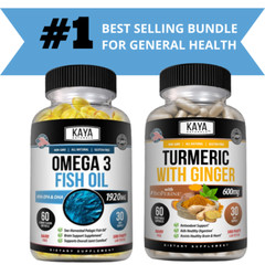 Omega 3 Fish Oil and Turmeric with Ginger Supplement Bundle General Health