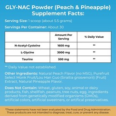 N-Acetyl-L-Cysteine & Glycine Supplement – Natural Peach Pineapple Flavor, 30 Se