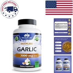 High-Quality Odorless Garlic Softgels – 100:1 Extract with Olive Oil – 150 Count