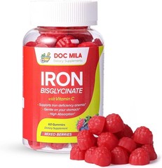 Iron Bisglycinate Gummies 25mg with Vitamin C 60ct Kids & Adults