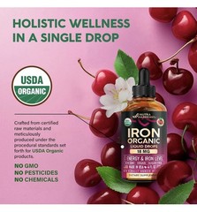 Organic Liquid Iron 18mg Cherry 4oz USDA Expires 5/2028