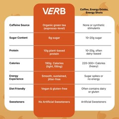 Verb Energy – Caffeinated Protein Bars Chocolate 1 count (Pack of 12), brown