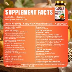 4500mg Max‑Strength Pumpkin Seed Oil & Saw Palmetto Supplement, 100 Servings