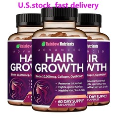 3 PACK NEW Rainbow Nutrients ADVANCED Hair Growth Vitamins – Biotin 10,000mcg