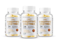3 Digestive Enzymes Probiotics & Prebiotics Gas Constipation Bloating 100Billion