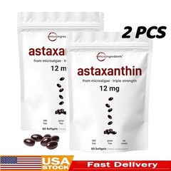 2 Pack | Micro Ingredients Astaxanthin 12mg with MCT Oil, 120 Softgels++