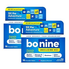 Bonine Non-Drowsy Motion Sickness Relief – 32 Chewable Tablets with Meclizine…