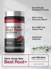 Nitric Oxide Beet Root Capsules | With Nitrates | 180 Count | by Horbaach