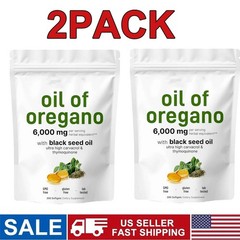2 Pack Micro Ingredients Premium Essential Oil of Oregano Softgels 6000mg Per