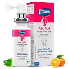 Folic Acid Sublingual Oral Spray Under the Tongue Vitamin B9 Cell Growth 12ml