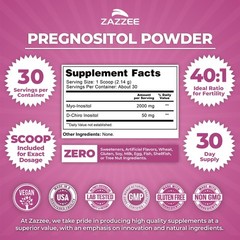 Myo-Inositol & D-Chiro-Inositol Fertility Powder, 30 Servings, Vegan, Non-GMO