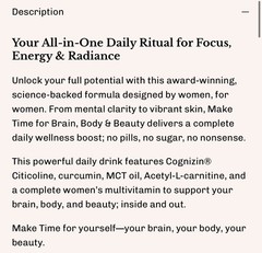 NIB~ Make Time For BRAIN, BODY, & BEAUTY Orange Drink 7.4 oz Women’s Wellness