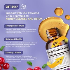 Kidney Cleanse Detox Drops 2 Oz – 27-In-1 Alcohol-Free Herbal Support – Urinary