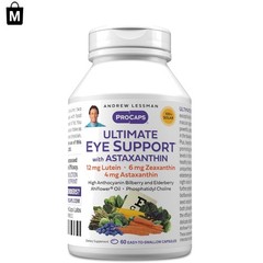 Ultimate Eye Support Softgels: 60 Count with Lutein, Zeaxanthin & Astaxanthin