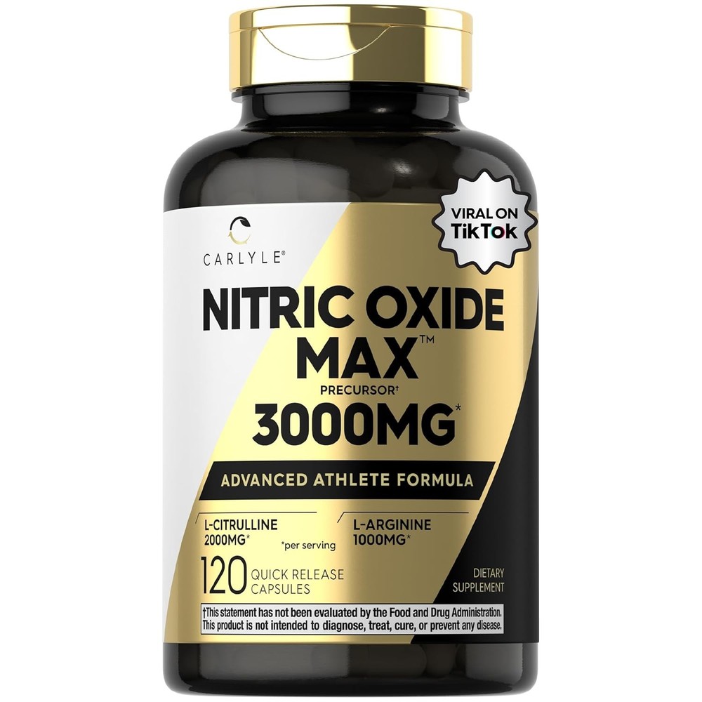 Nitric Oxide Supplement 3000mg Capsules L Arginine L Citrulline 120 Count