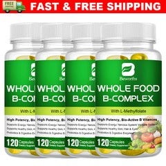 Vitamin B Complex 120 Capsules B1,B2,B3,B5,B6,B7,B9,B12, Immune Support Pills