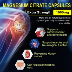 NATURE’S LIVE Magnesium Citrate 1000mg, 60 Servings, 120 Capsules -Vegetarian