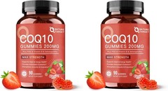 (2 Packs) Nature Made CoQ10 200mg Heart Support 90 Gummies Strawberry -EXP 06/28