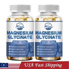 Magnesium Glycinate Capsules High Strength 1300mg Fatigue Bone Health 240 Pills