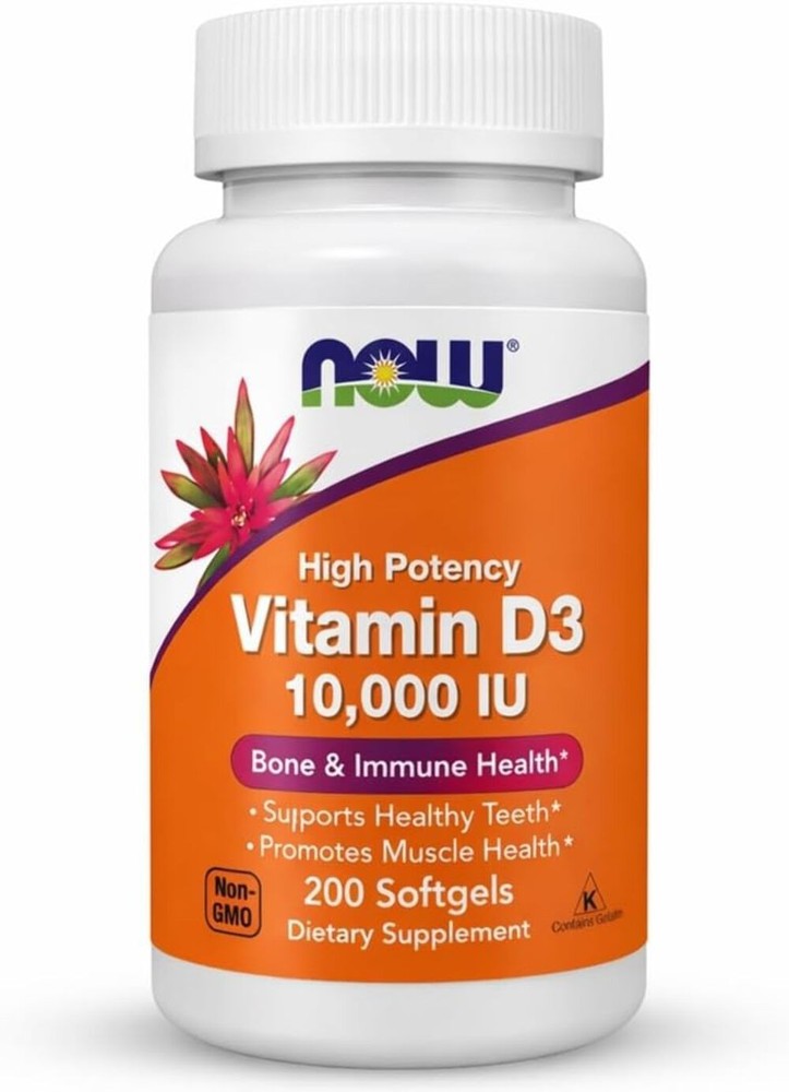NOW Foods Supplements, Vitamin D-3 10,000 IU, 200 Softgels