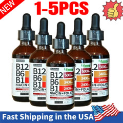 Nusava Vitamin B12 B6 Liquid Drops, B12 Sublingual B Complex B12 5000mcg 1-5 Pk