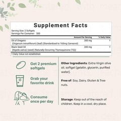 5Pack Oil of Oregano & Black Seed Softgels Count with Carvacrol,Immune Support