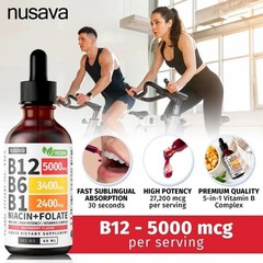 Nusava Vitamin B complex – B 12, B 6 & B 1 + Niacin & Folate – Double pack-