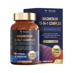 Totaria Magnesium Complex 700mg 12 in 1 Featuring Glycinate Citrate 120 Softgels